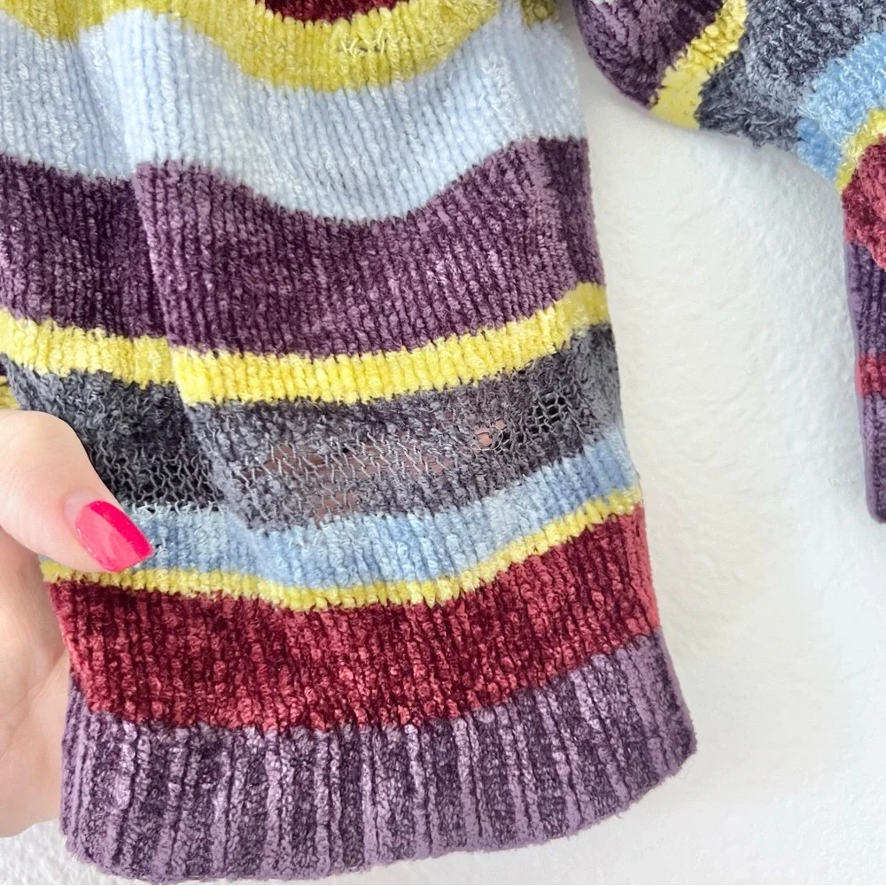 Vintage Y2K Baby Gap Striped Chenile Cardigan Sz 12-24M